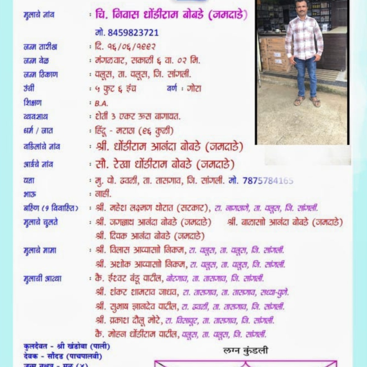 Nivas Dhondiram Bobade( jamdade)
